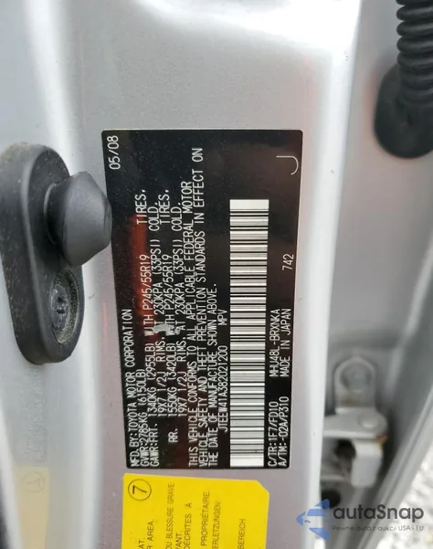 2008 Toyota Highlander Hybrid from USA, damaged, VIN JTEEW41A382021200